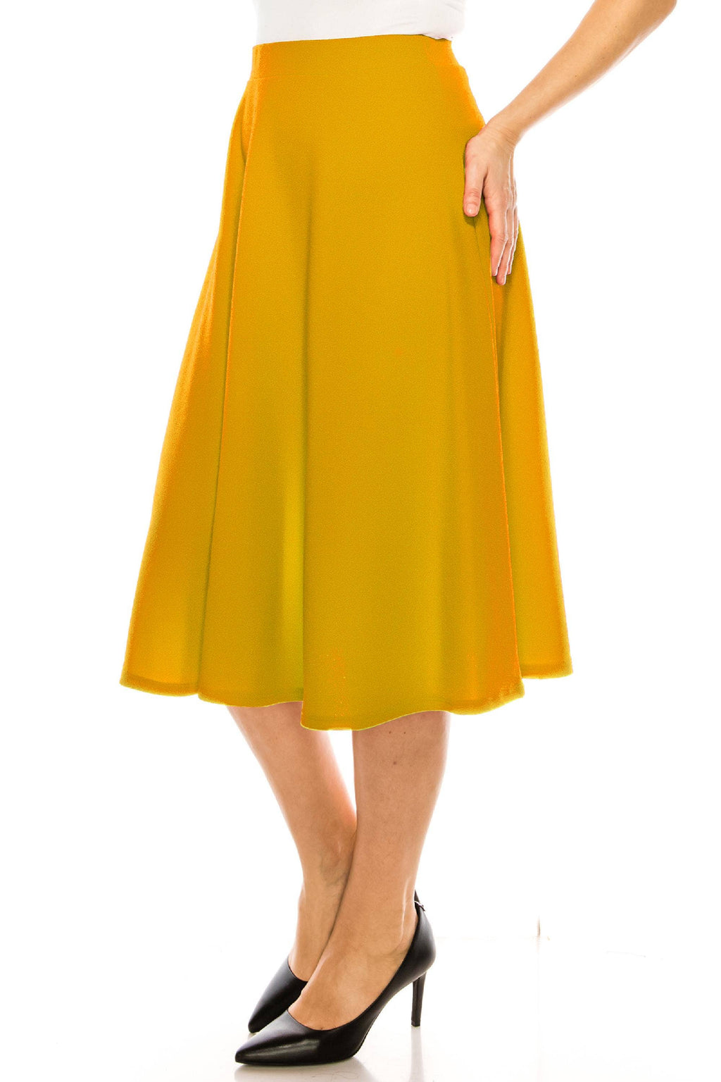 Women's Plus Size Casual Flared Midi Skirt Made in USA