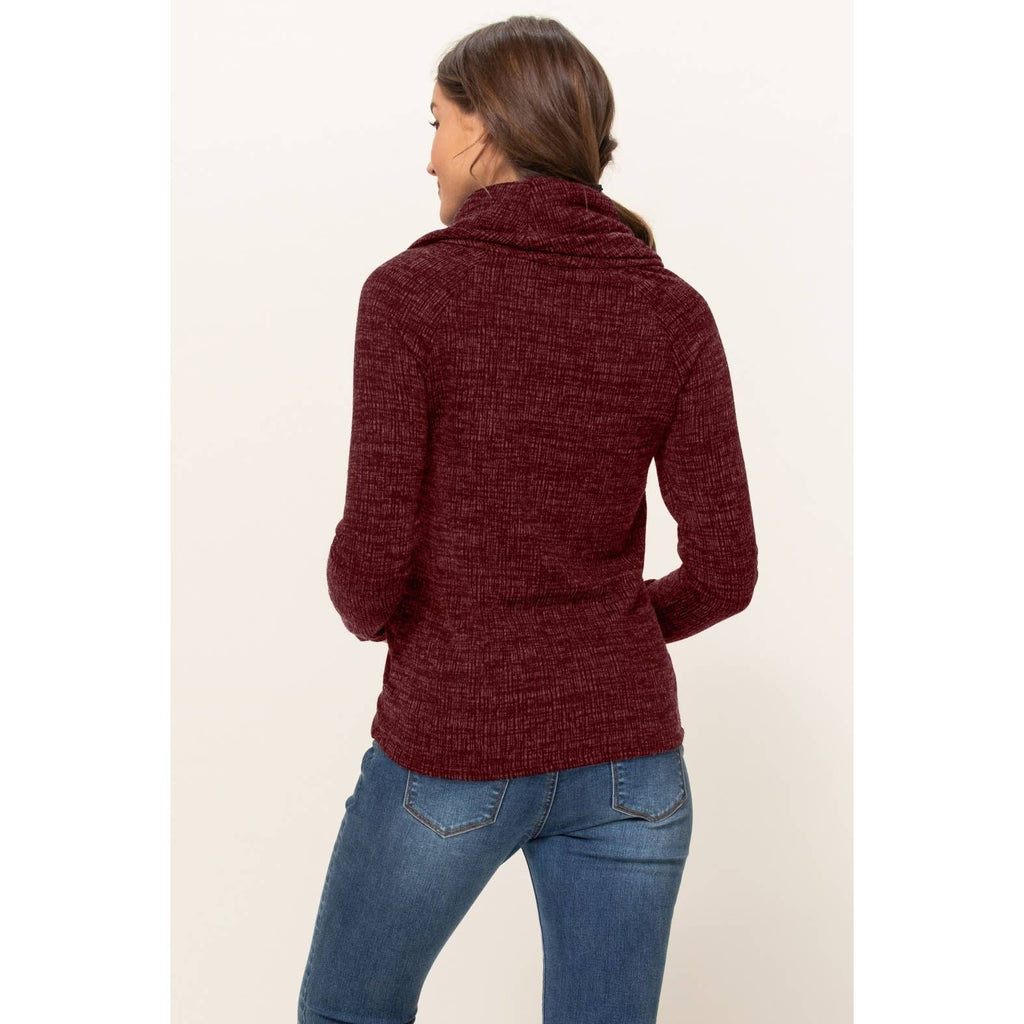 Cowl Neck Sweater Knit Maternity Top