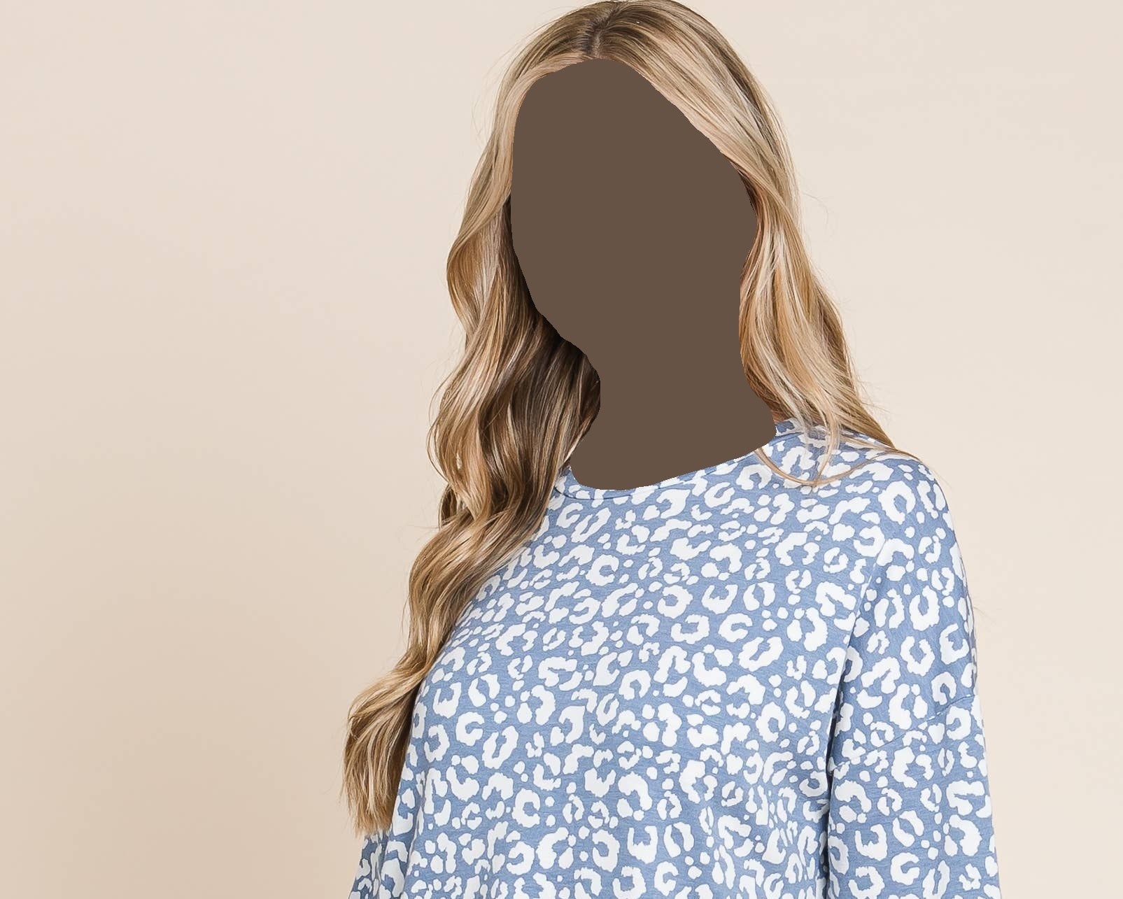 TL1450-LE ANIMAL PRINT LONG-SLEEVE TOP