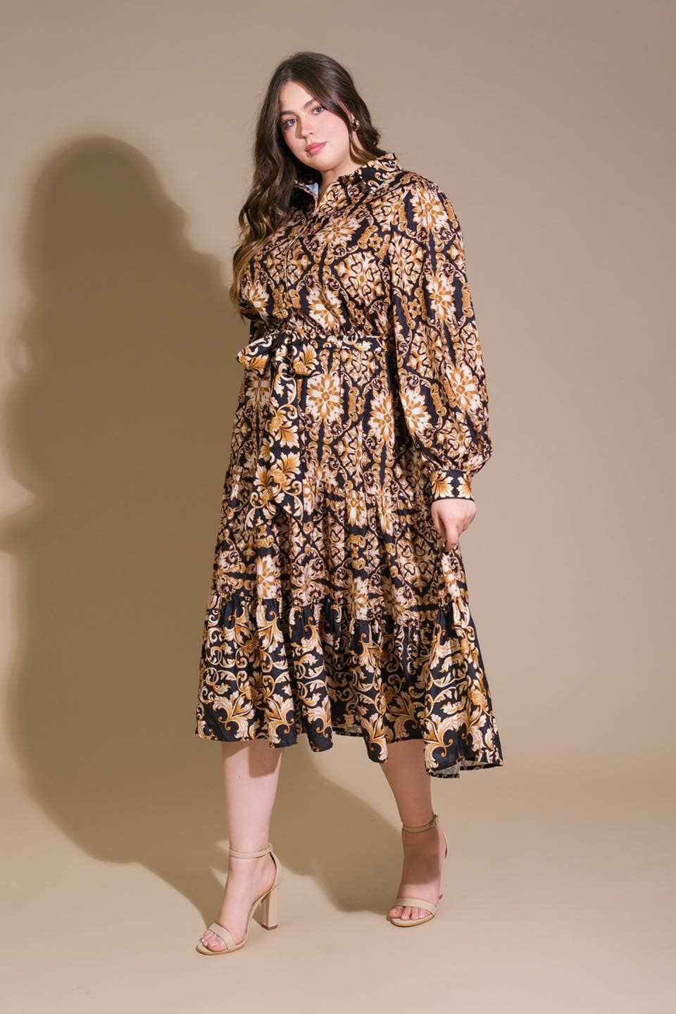A printed woven midi dress - ID21481-P