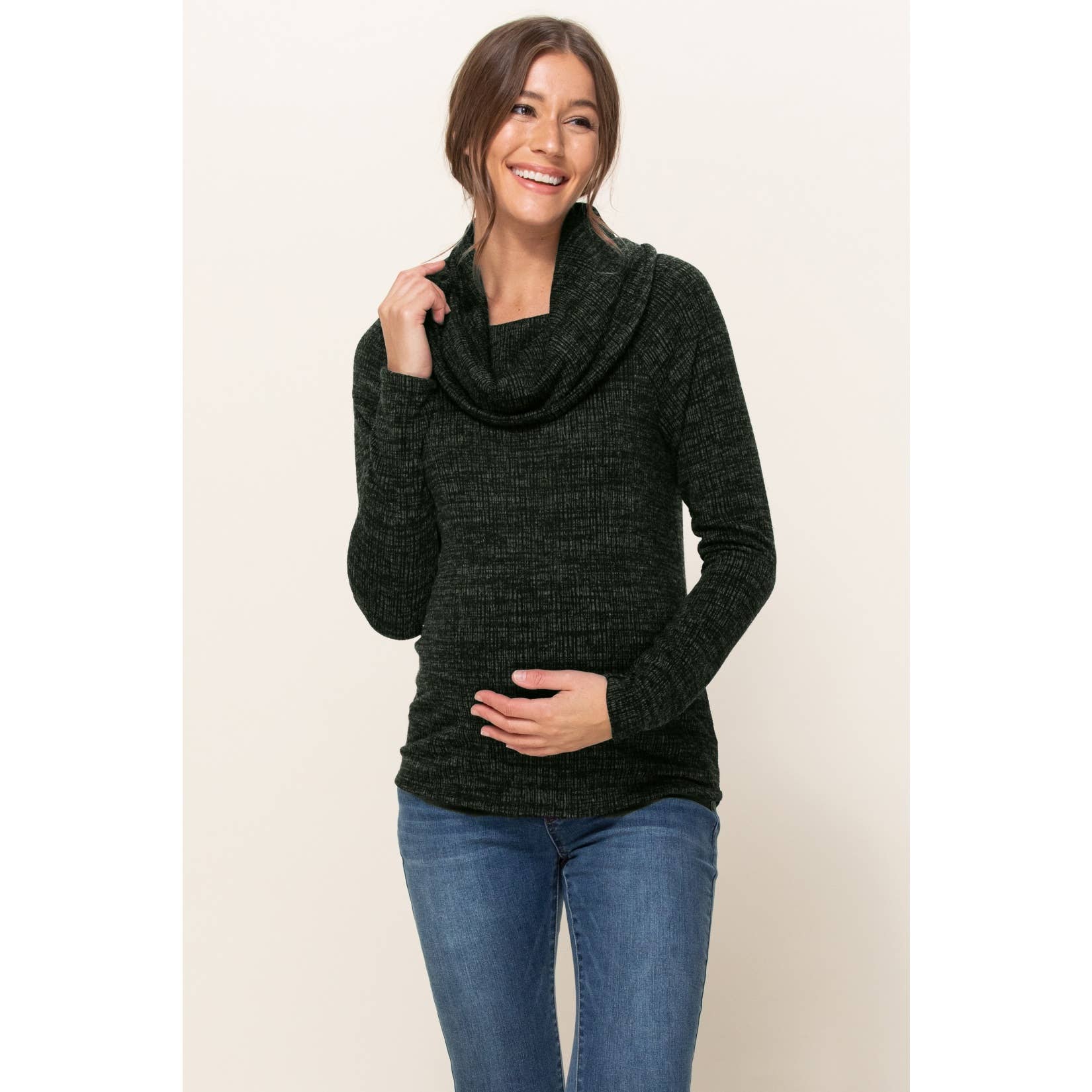 Cowl Neck Sweater Knit Maternity Top