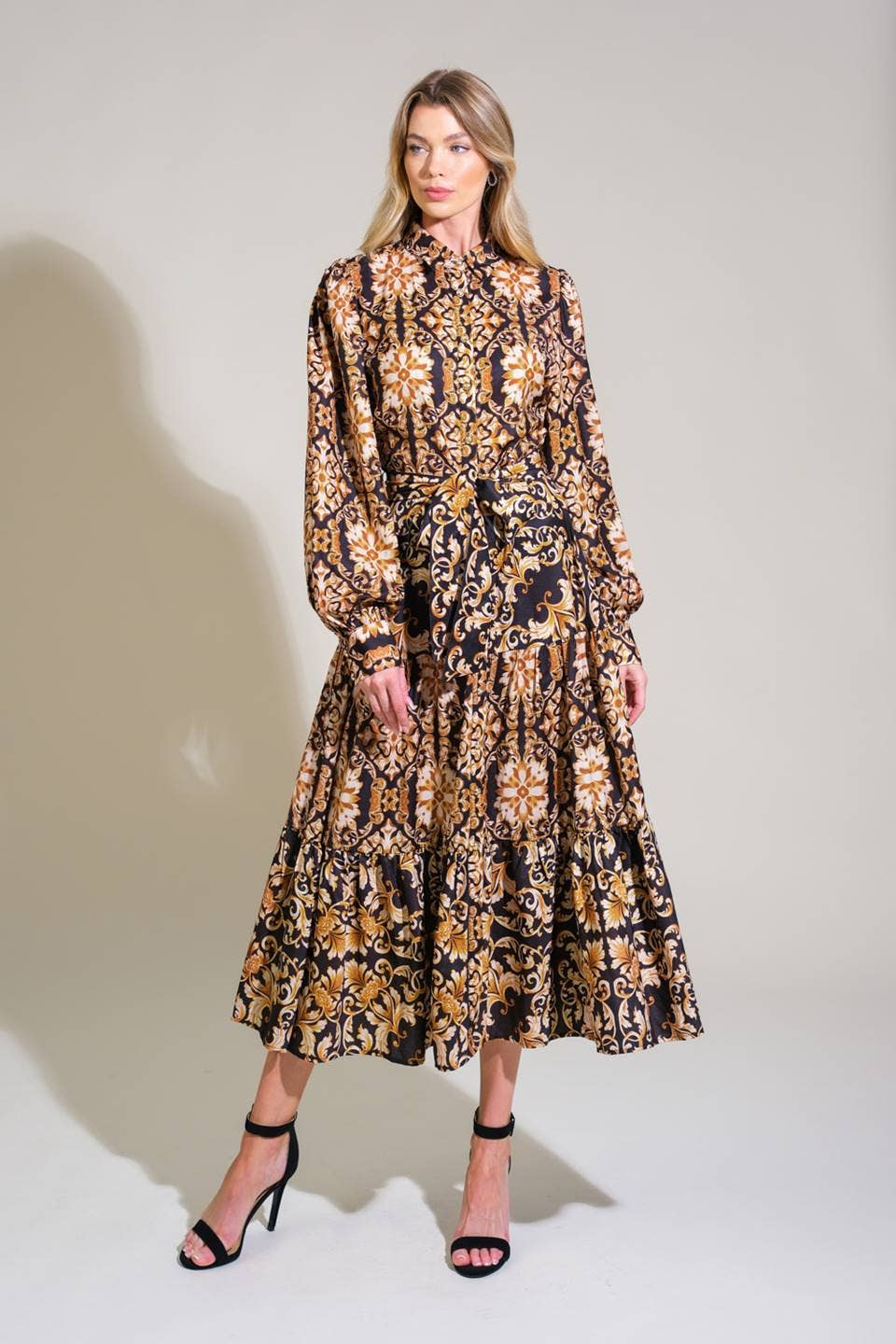 A printed woven midi dress - ID21481