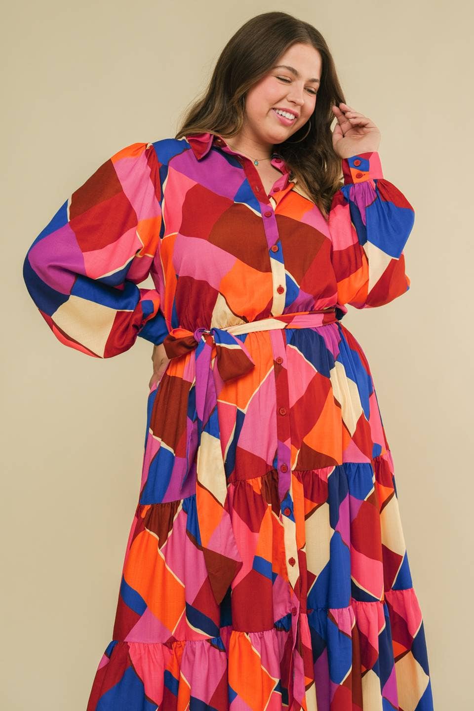 A printed woven midi dress - IDP20384