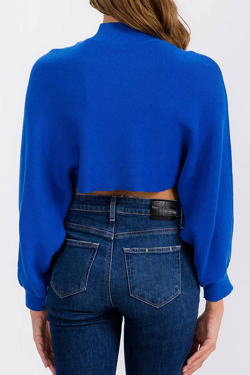LONG SLEEVE MOCK NECK KNIT CROP TOP