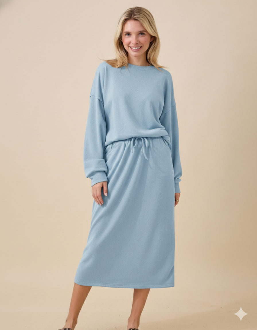 WOMEN'S SOFT KNIT LONG SLEEVE TOP -TOP PART OF SET
