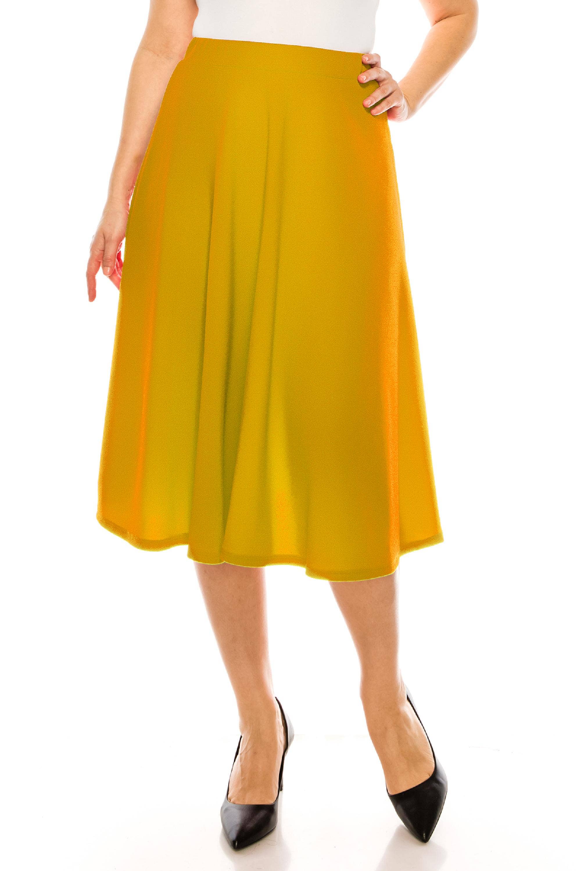 Women's Plus Size Casual Flared Midi Skirt Made in USA