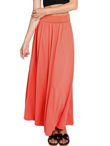 High Waist Elastic Closure Gather Maxi Skirt