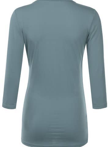 3/4 Sleeve Tank Tops Deep V-Neck Surplice Wrap