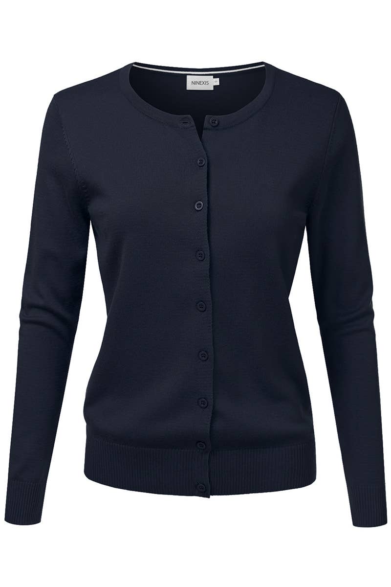 AWOCAL310_Button Down Soft Knit Long Sleeve Cardigan Sweater