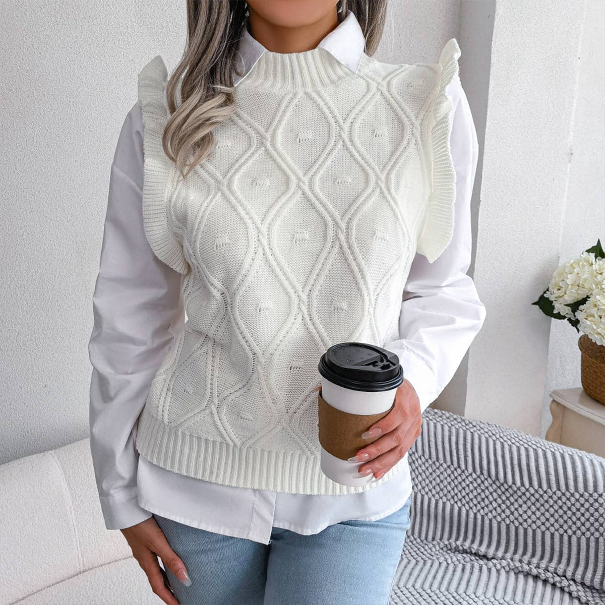 KNITTED PRISMATIC VEST SWEATER_CWOSWL1750