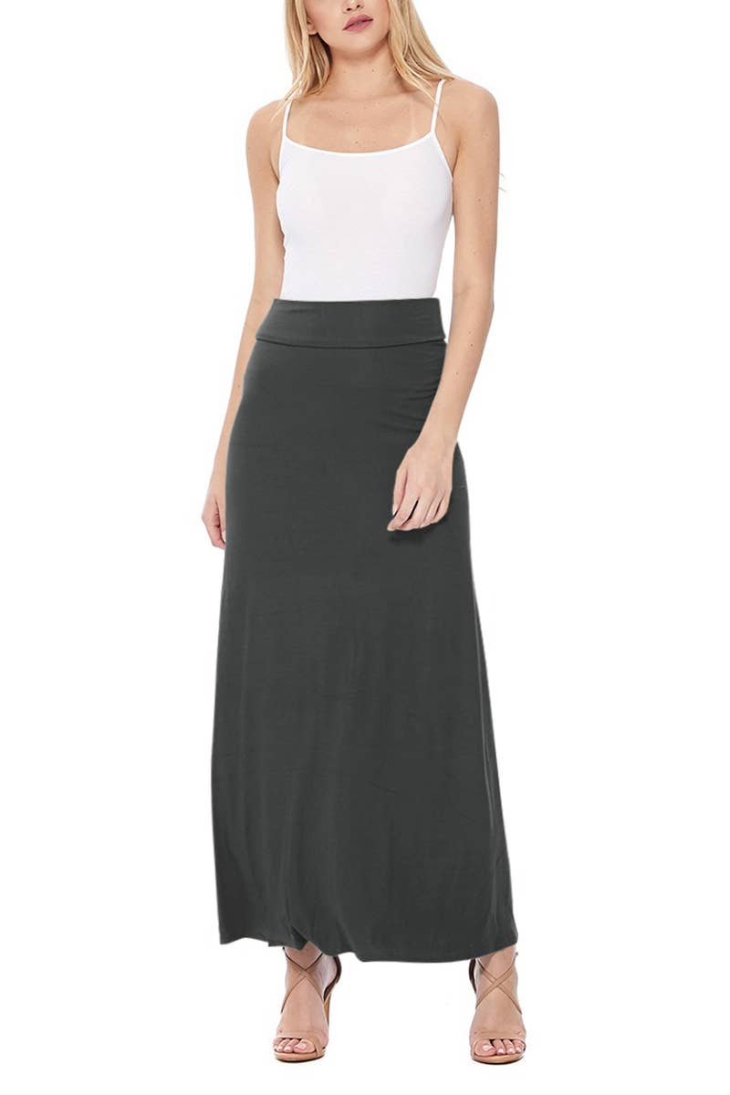 Women's Casual Relaxed Fit Solid Maxi Skirt (Open Pack)