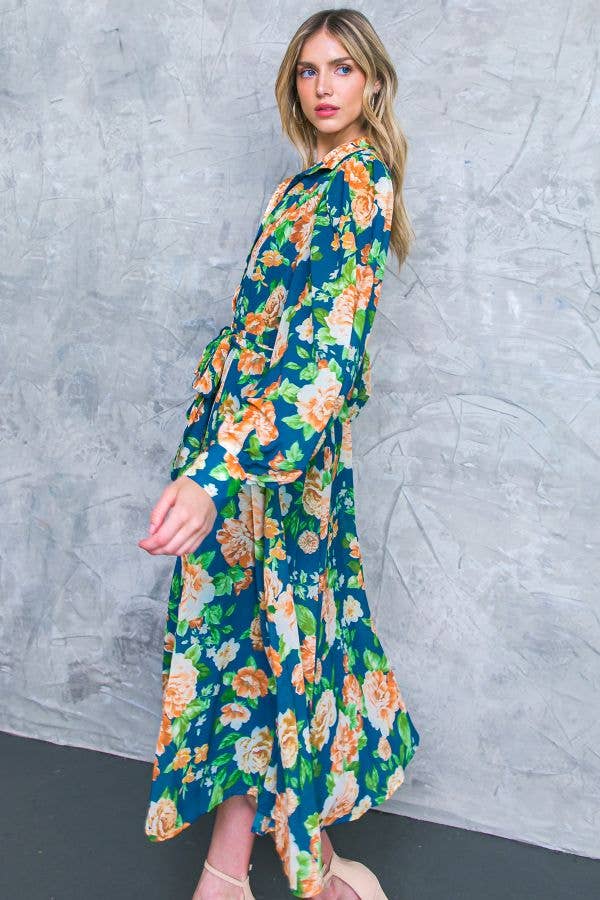 A printed woven midi shirt dress - ID20333