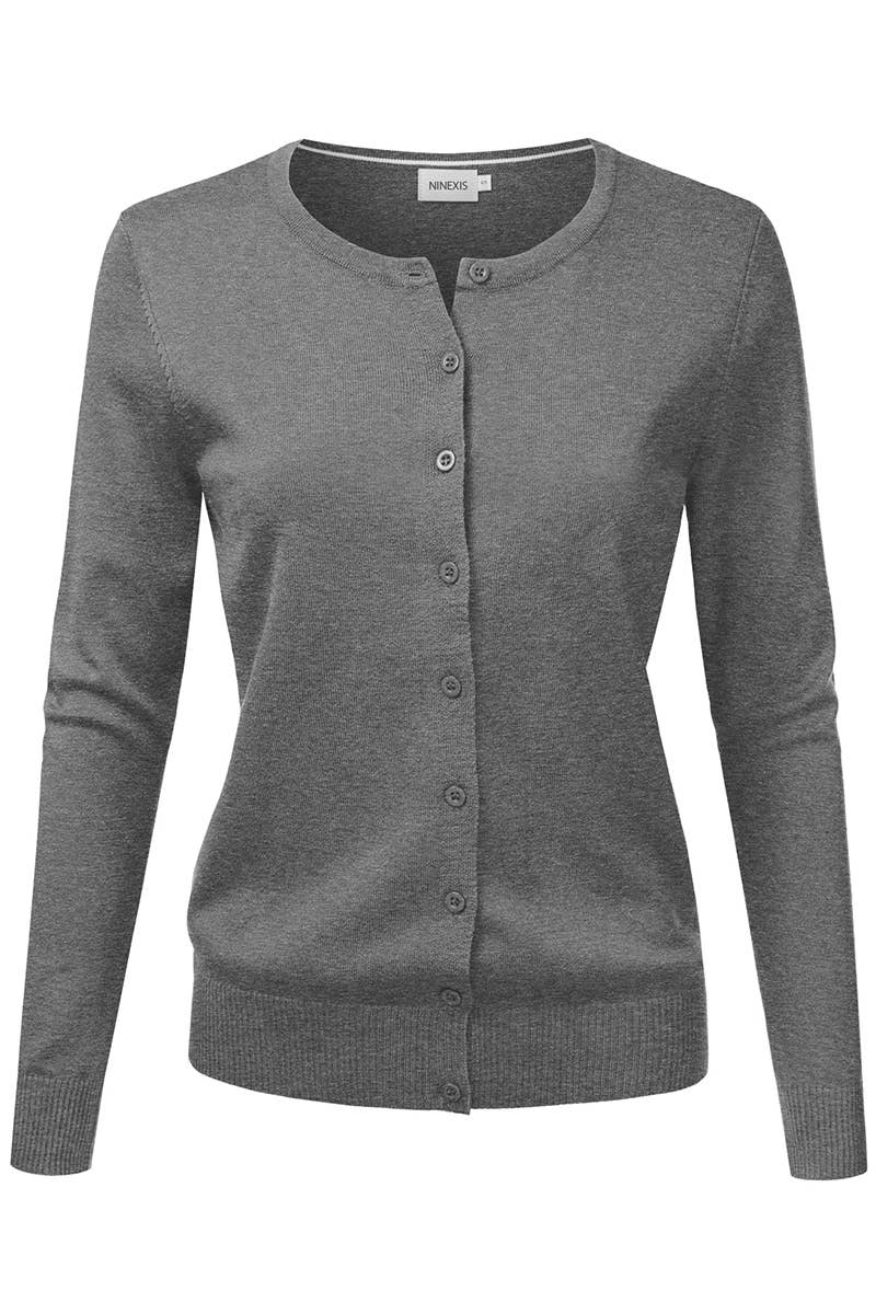 AWOCAL310_Button Down Soft Knit Long Sleeve Cardigan Sweater