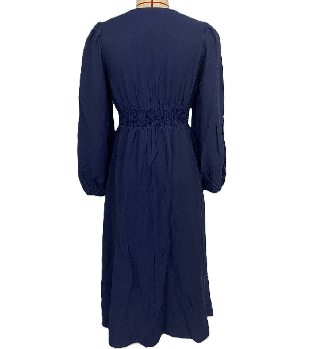 Vintage Ethnic Style V-Neck Embroidered Dress