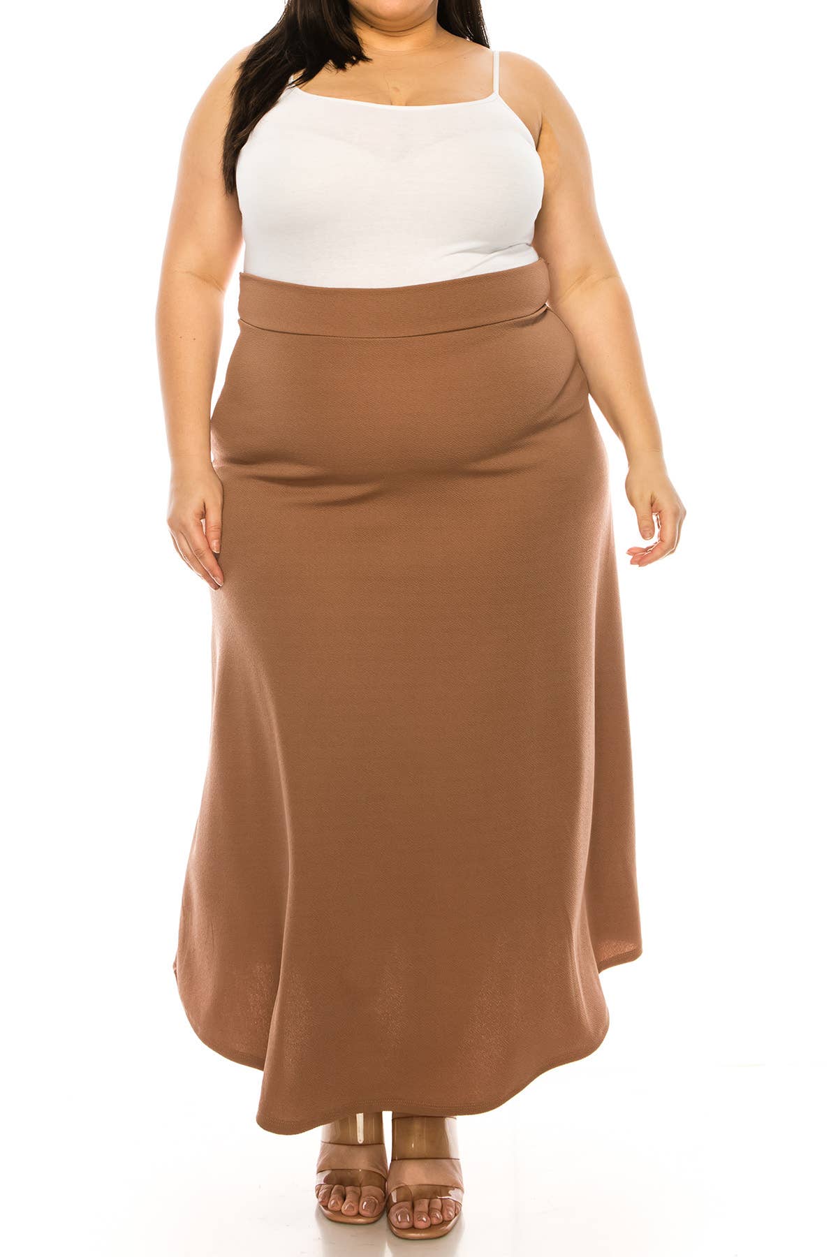 Women's Plus Size Solid Flare Maxi Skirt