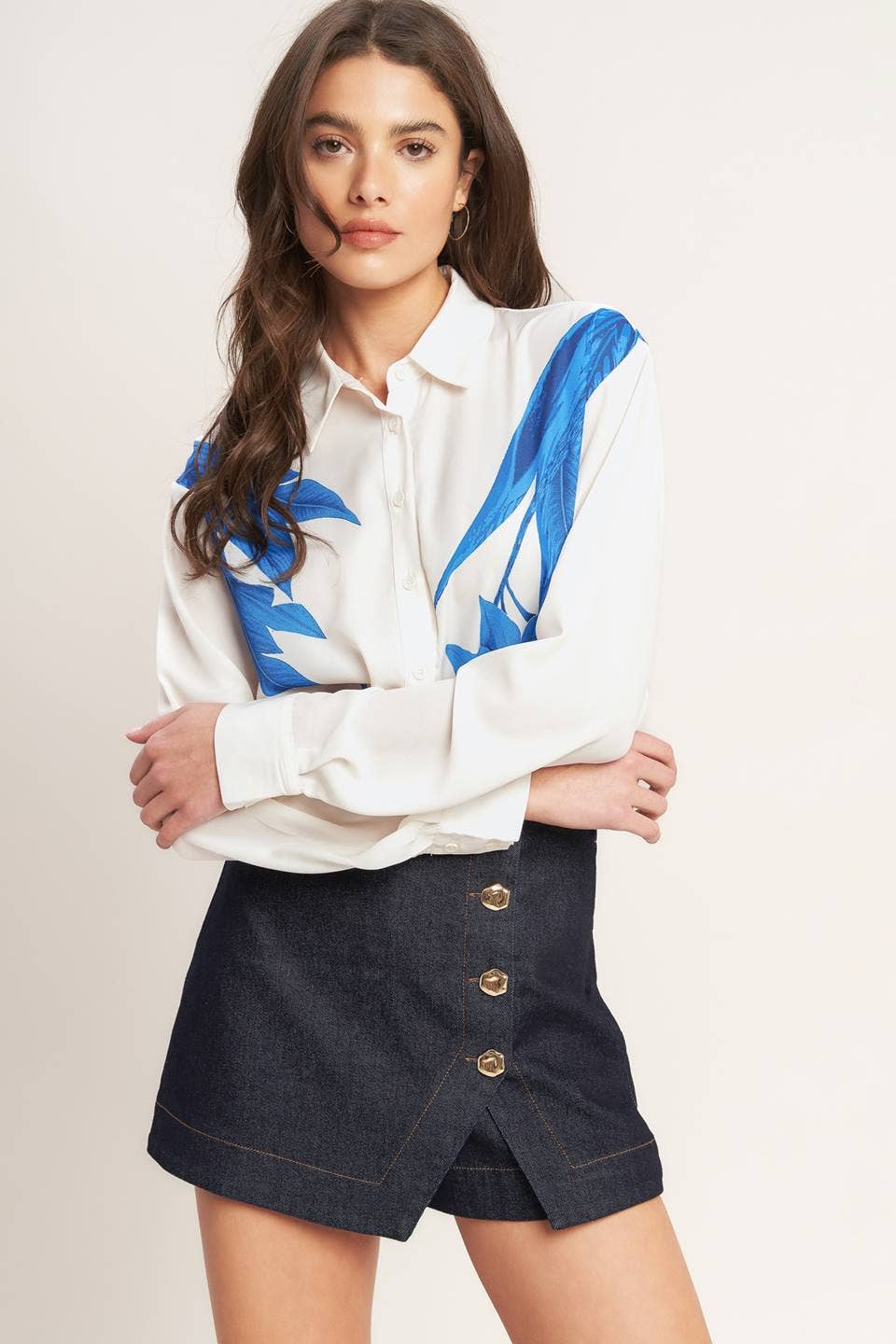 A printed woven button down shirt - IT14009B
