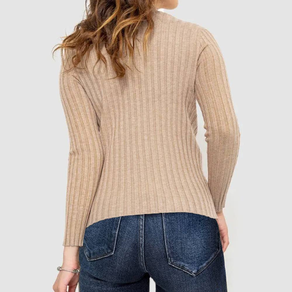 Striped long-sleeved knitted base layer sweater