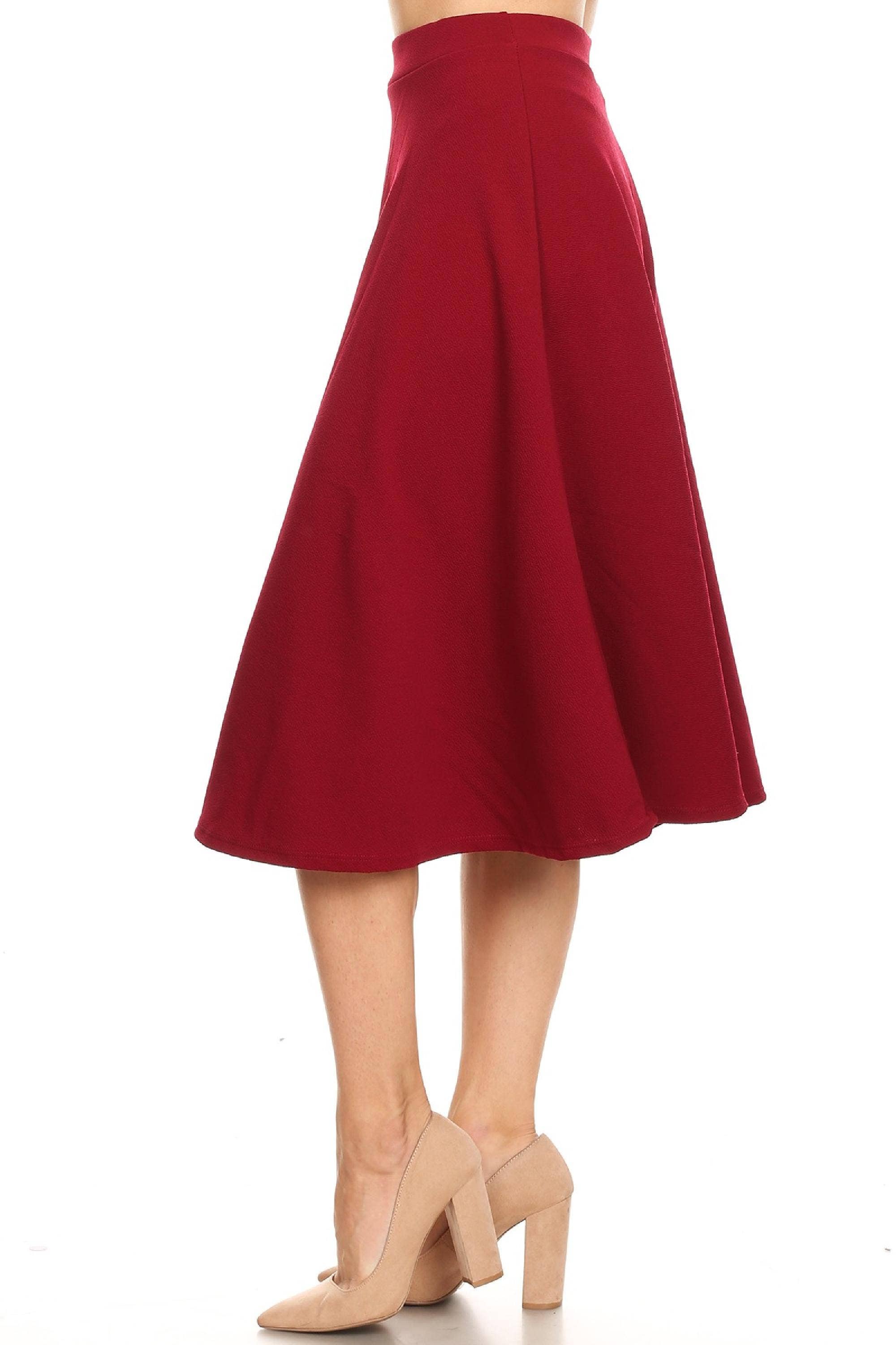 Women's Solid Basic Casual Midi Skirt