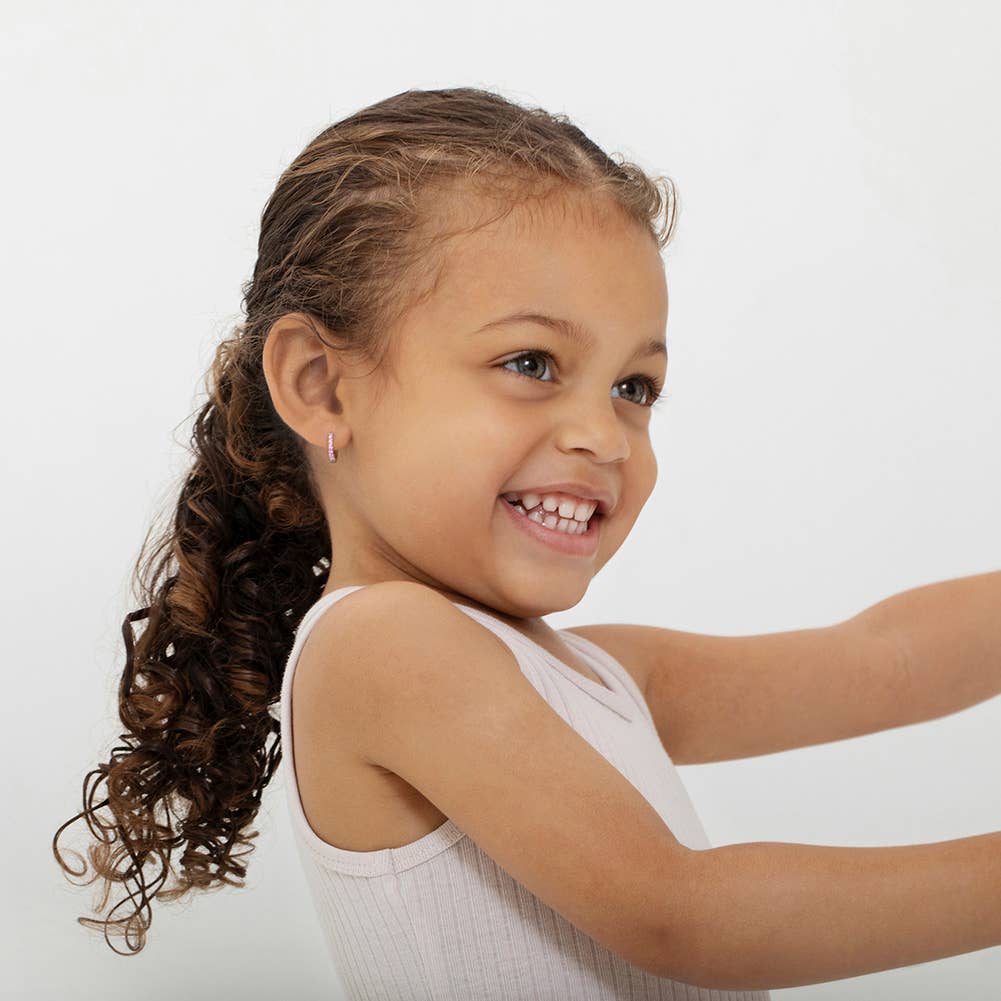 Tiny Multi CZ 7mm Baby Kids Earrings Hoop - Sterling Silver