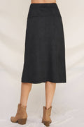Constructed Soft Microsuede Midi Skirt