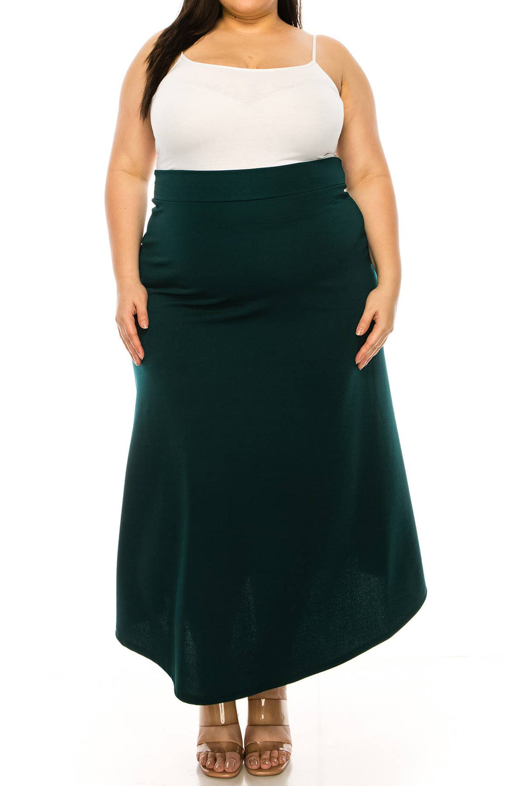 Women's Plus Size Solid Flare Maxi Skirt