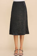 A-Lined Midi in Crinkled Stretch Satin