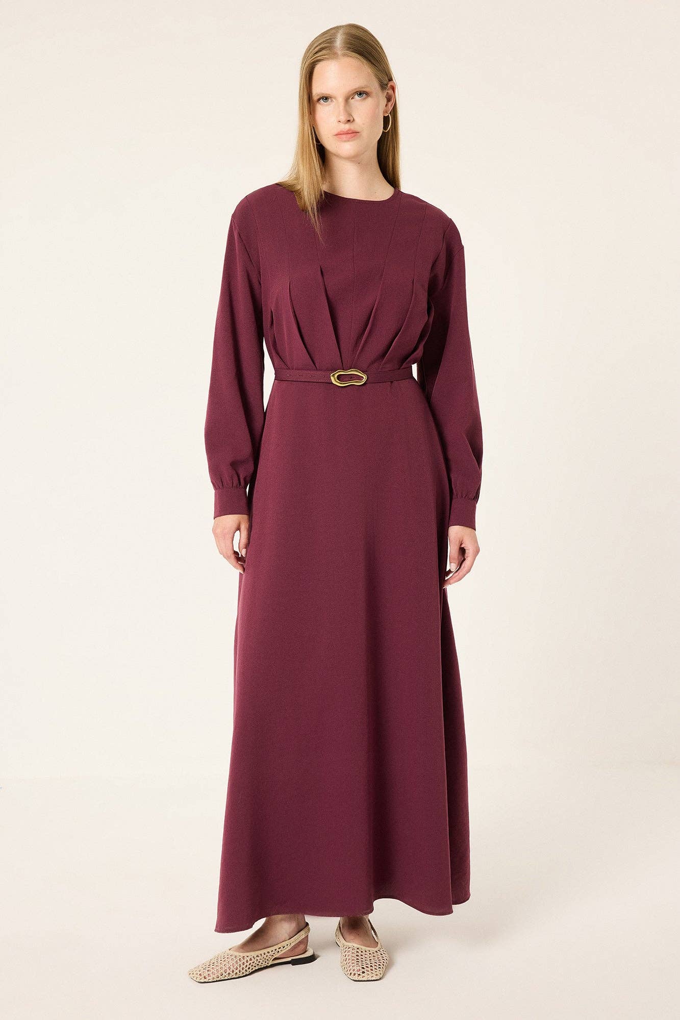 Belted Pleated Dress
