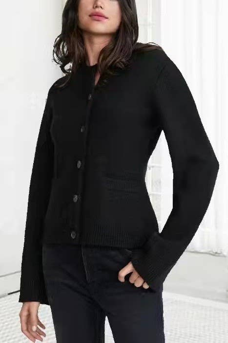 Demure hourglass silhouette cardigan