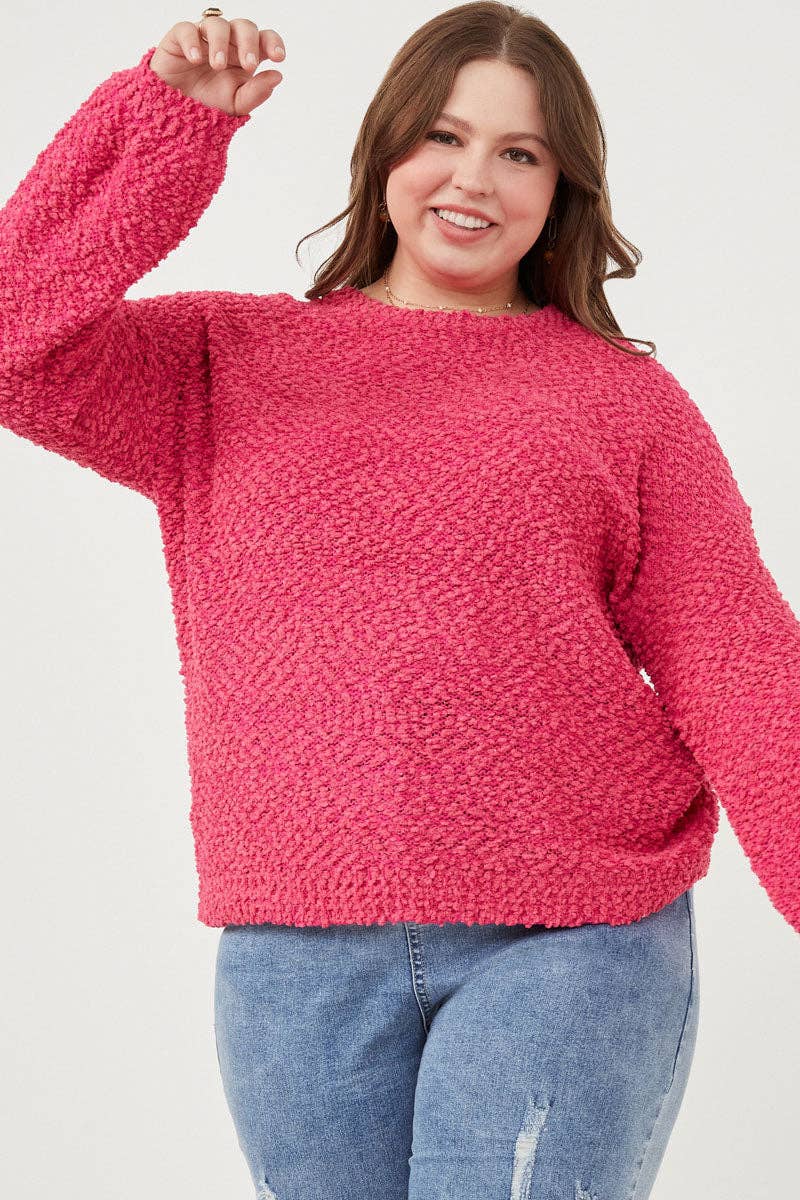 Womens Popcorn Knit Pullover Sweater