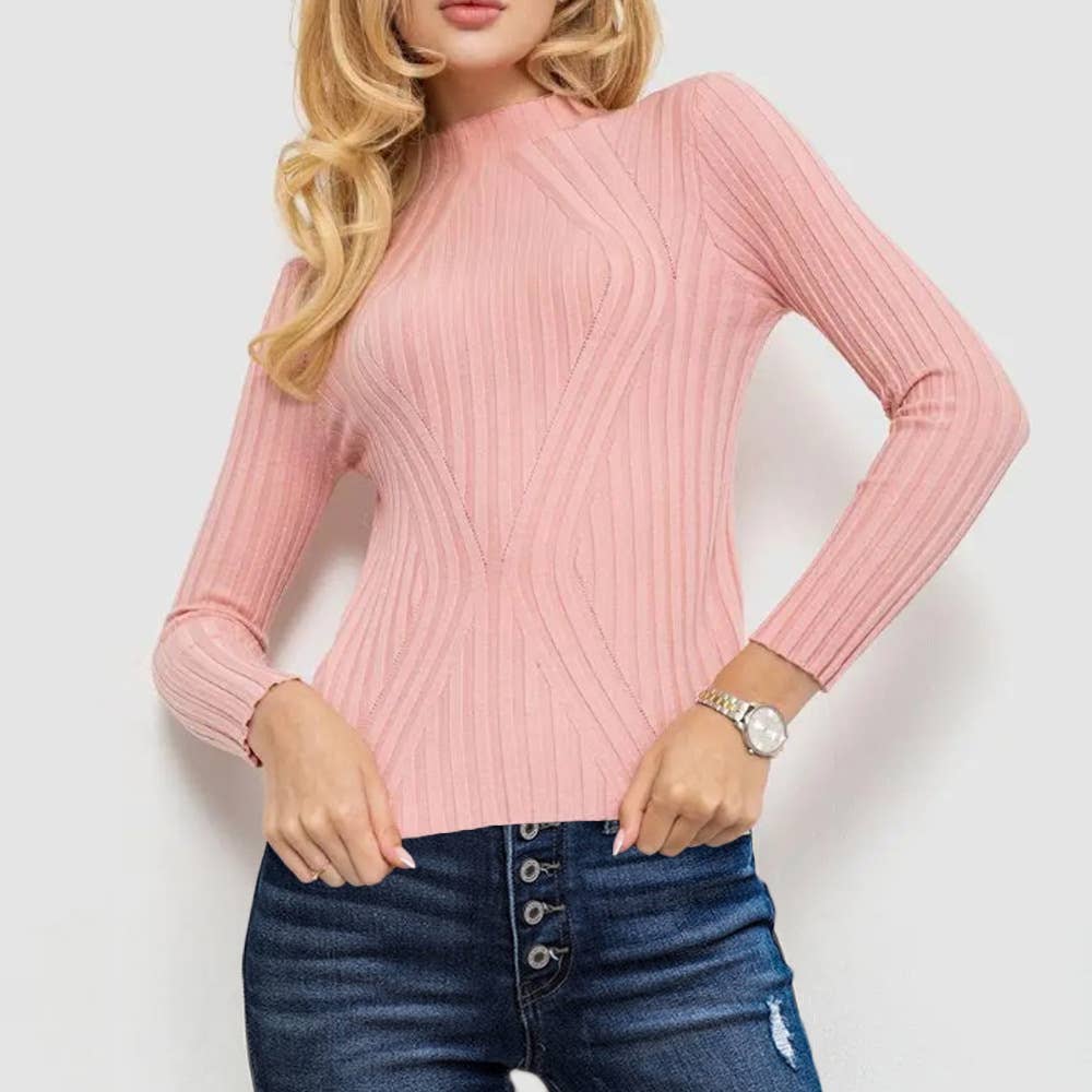 Striped long-sleeved knitted base layer sweater