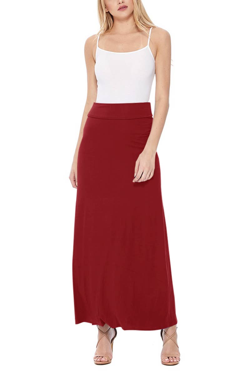 Women's Casual Relaxed Fit Solid Maxi Skirt (Open Pack)