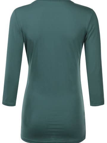 3/4 Sleeve Tank Tops Deep V-Neck Surplice Wrap