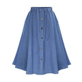 High-waisted Loose Thin Mid-length Denim A-line Skirt