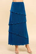 High Waist Pleated Skirt With Multi Tiered
