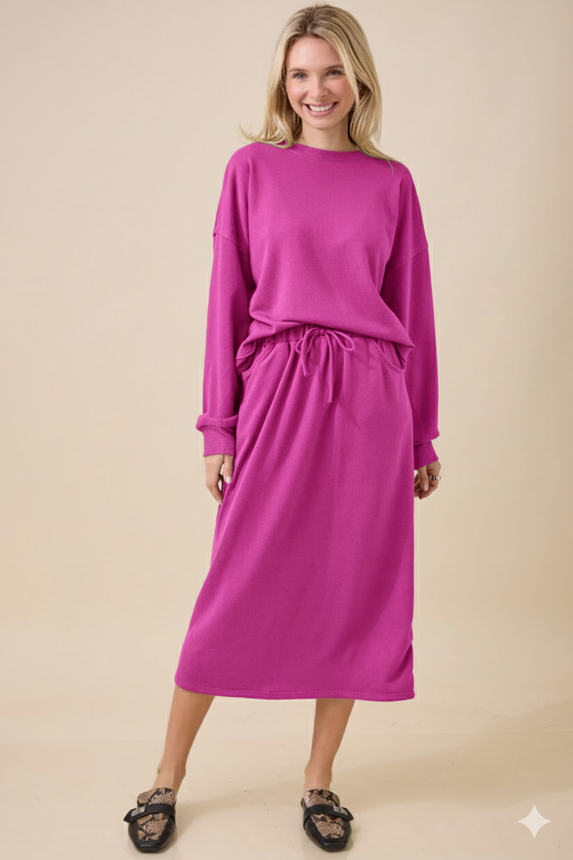 WOMEN'S SOFT KNIT LONG SLEEVE TOP -TOP PART OF SET
