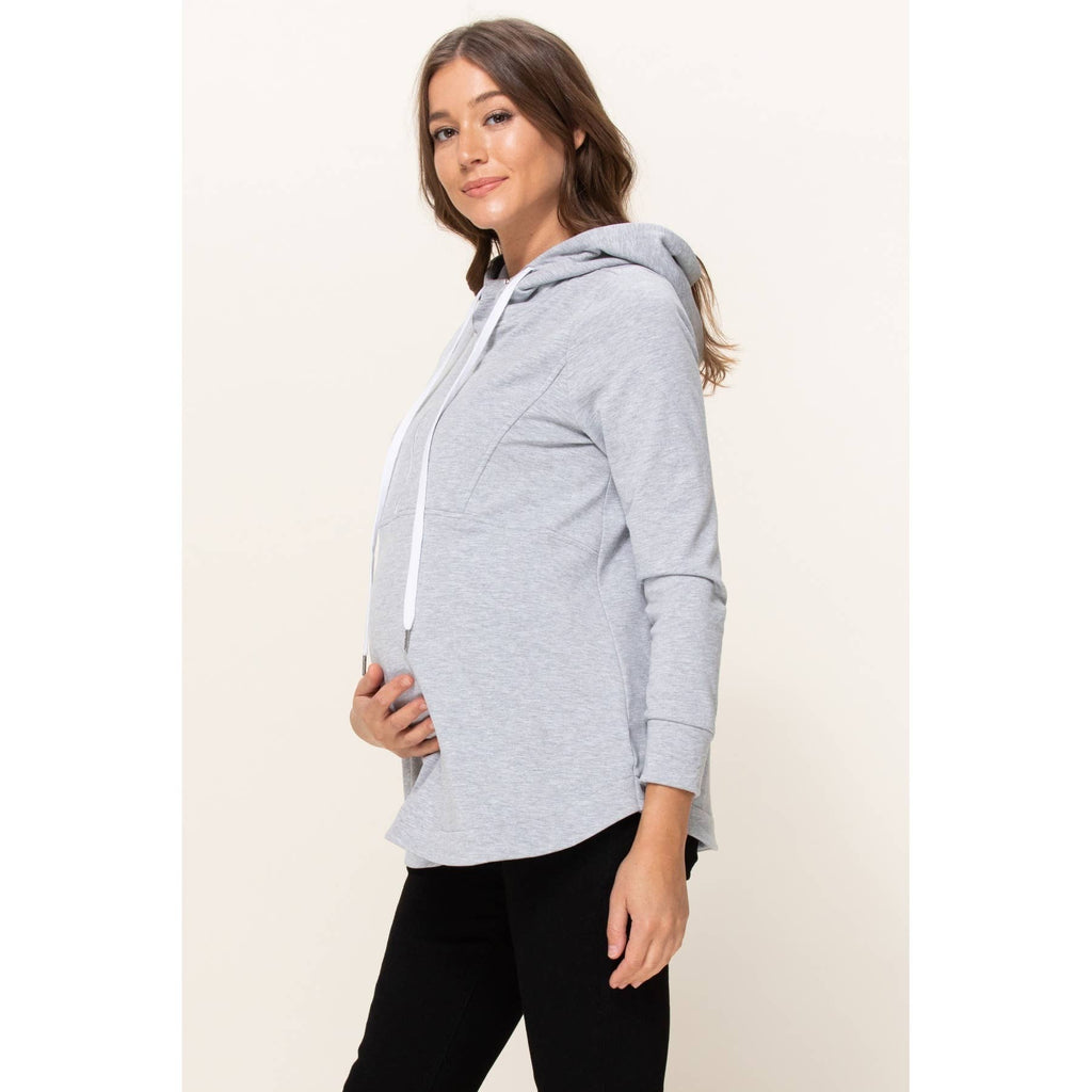 French Terry Half-Zip Maternity Nursing Hoodie