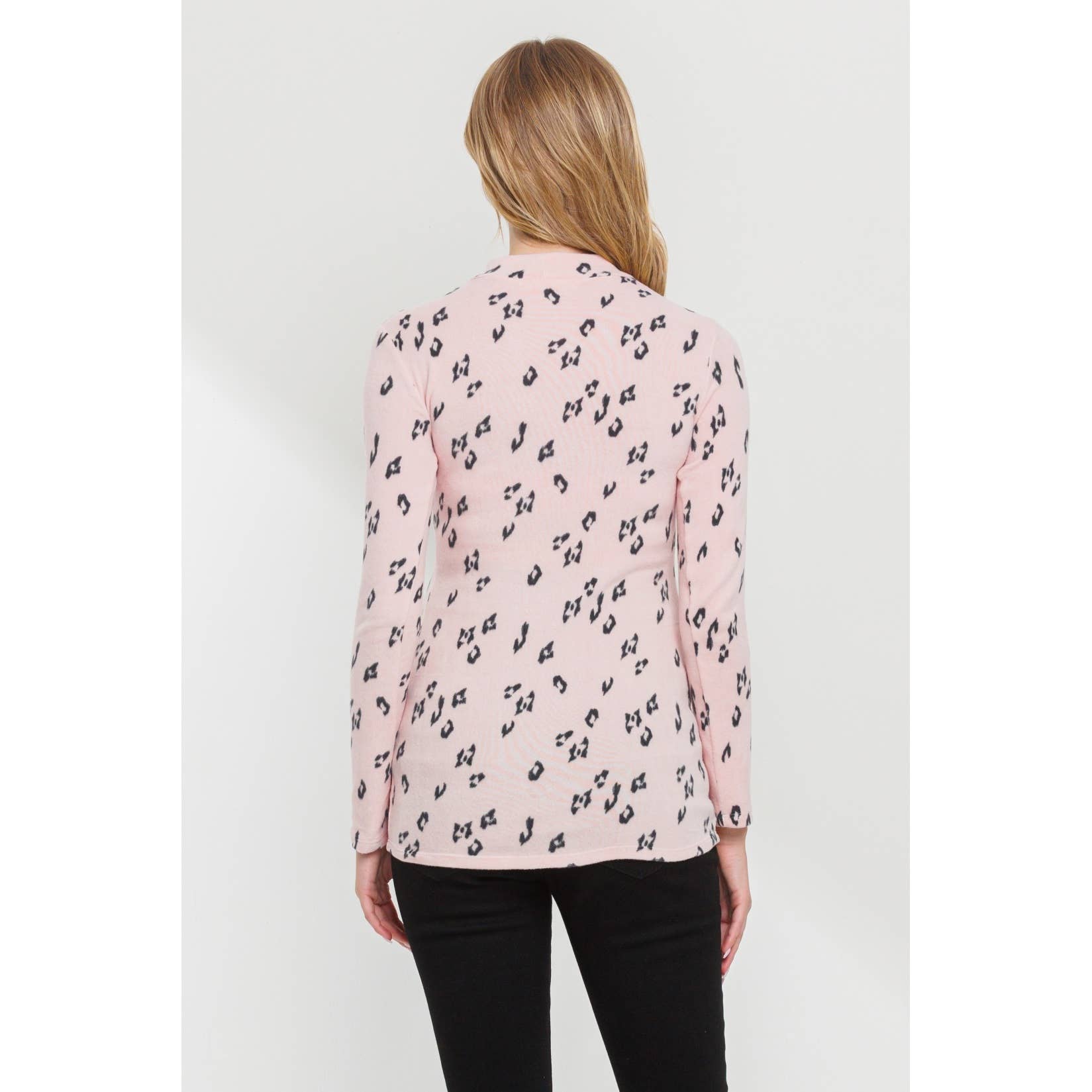 Animal Print Mock Neck Long Sleeve Maternity Top