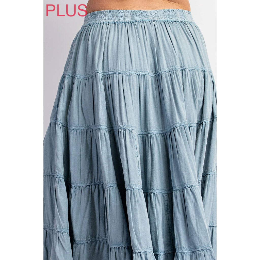 PLUS WASHED RELAXED FULL SWING MIDI SKIRT
