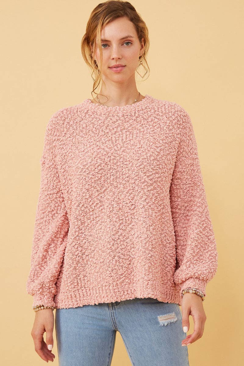 Womens Popcorn Knit Pullover Sweater