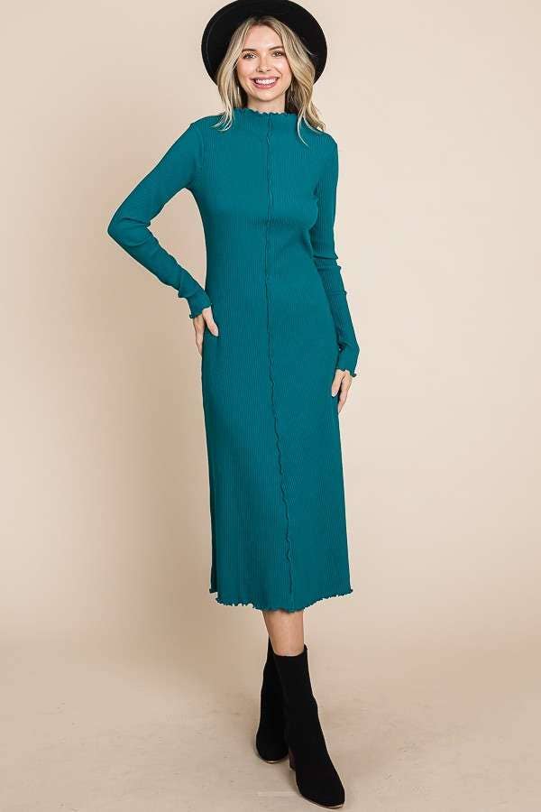 MOCK NECK MEDI DRESS