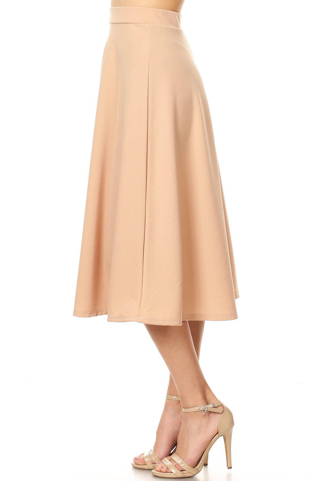 Women's Solid Basic Casual Flared Midi Skirt (Open Pack)
