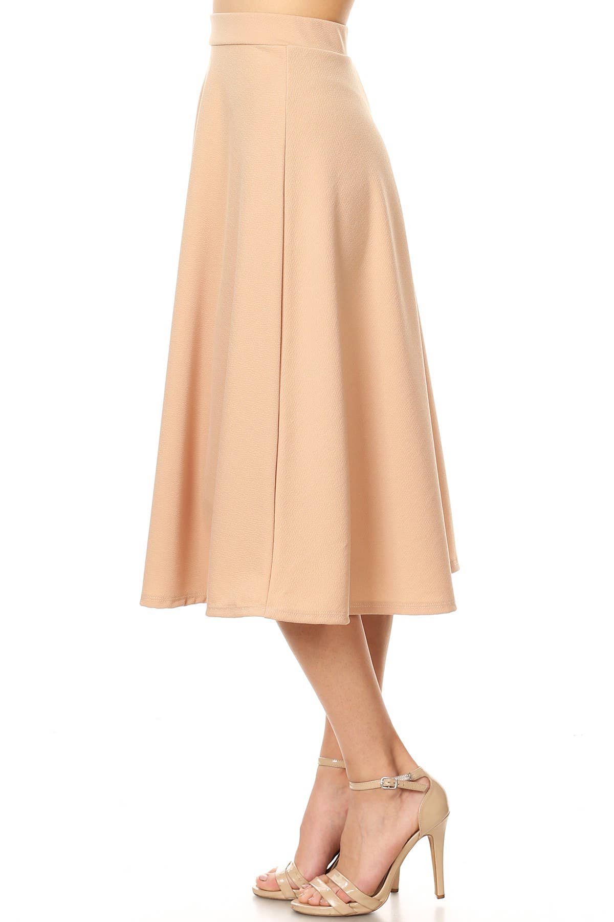 Women's Solid Basic Casual Flared Midi Skirt (Open Pack)