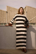 Bold Striped Oversized Maxi Knit Dress – Relaxed Modest