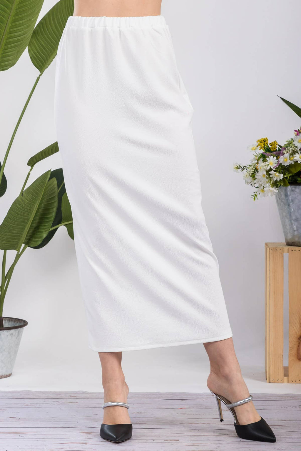 NEW COLORS- LONG PENCIL SKIRT -WITH ELASTIC WAIST BAND