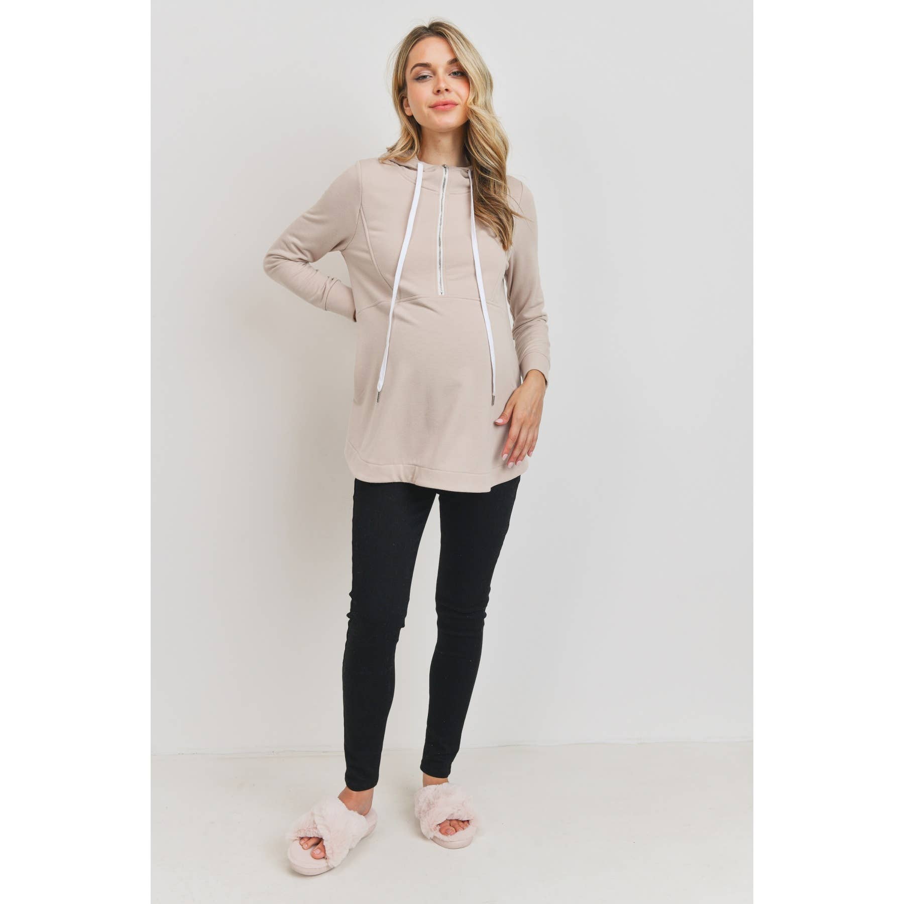 French Terry Half-Zip Maternity Nursing Hoodie