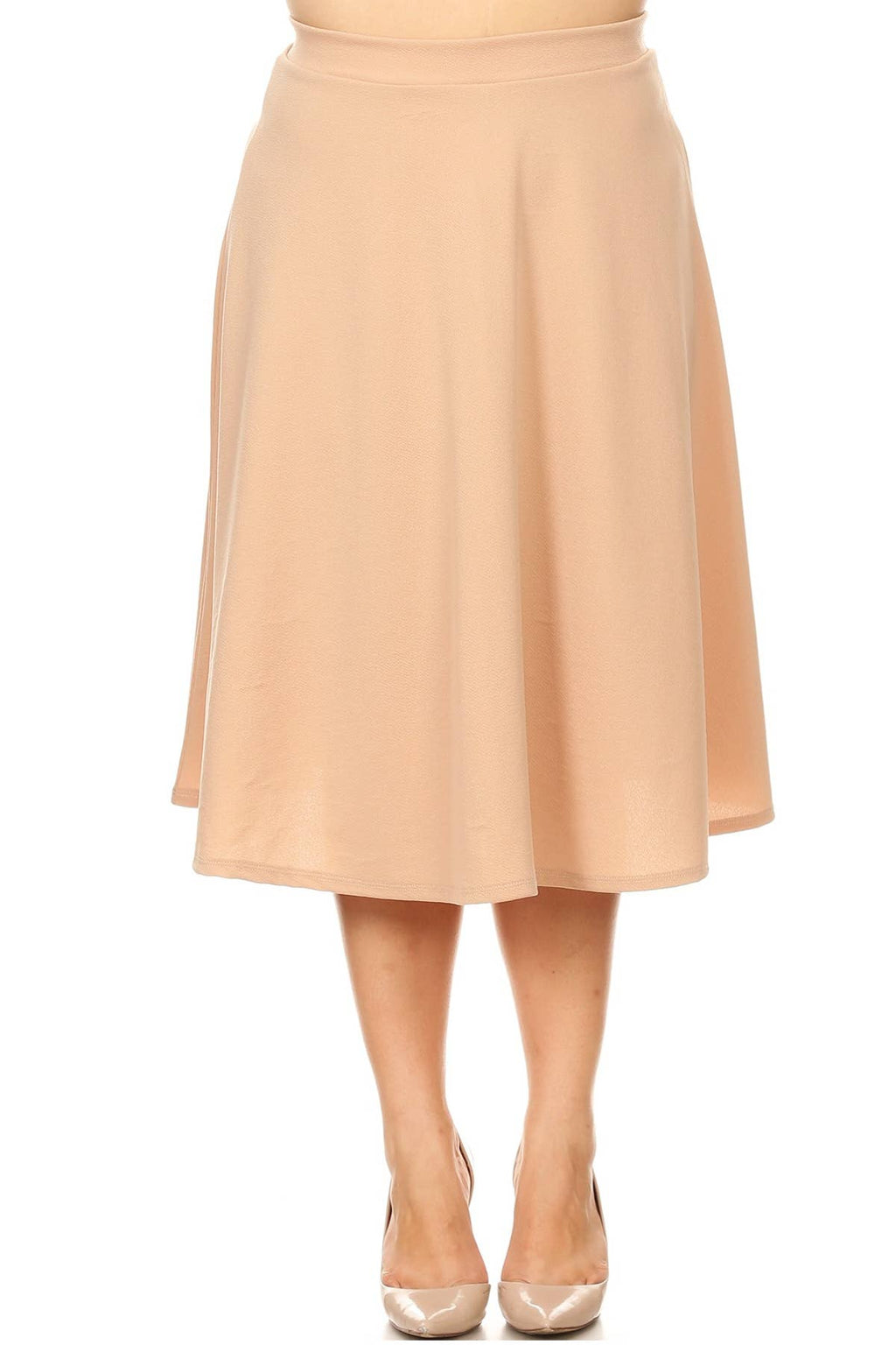 Women's Plus Size Casual Solid Midi Skirt (Open Pack)
