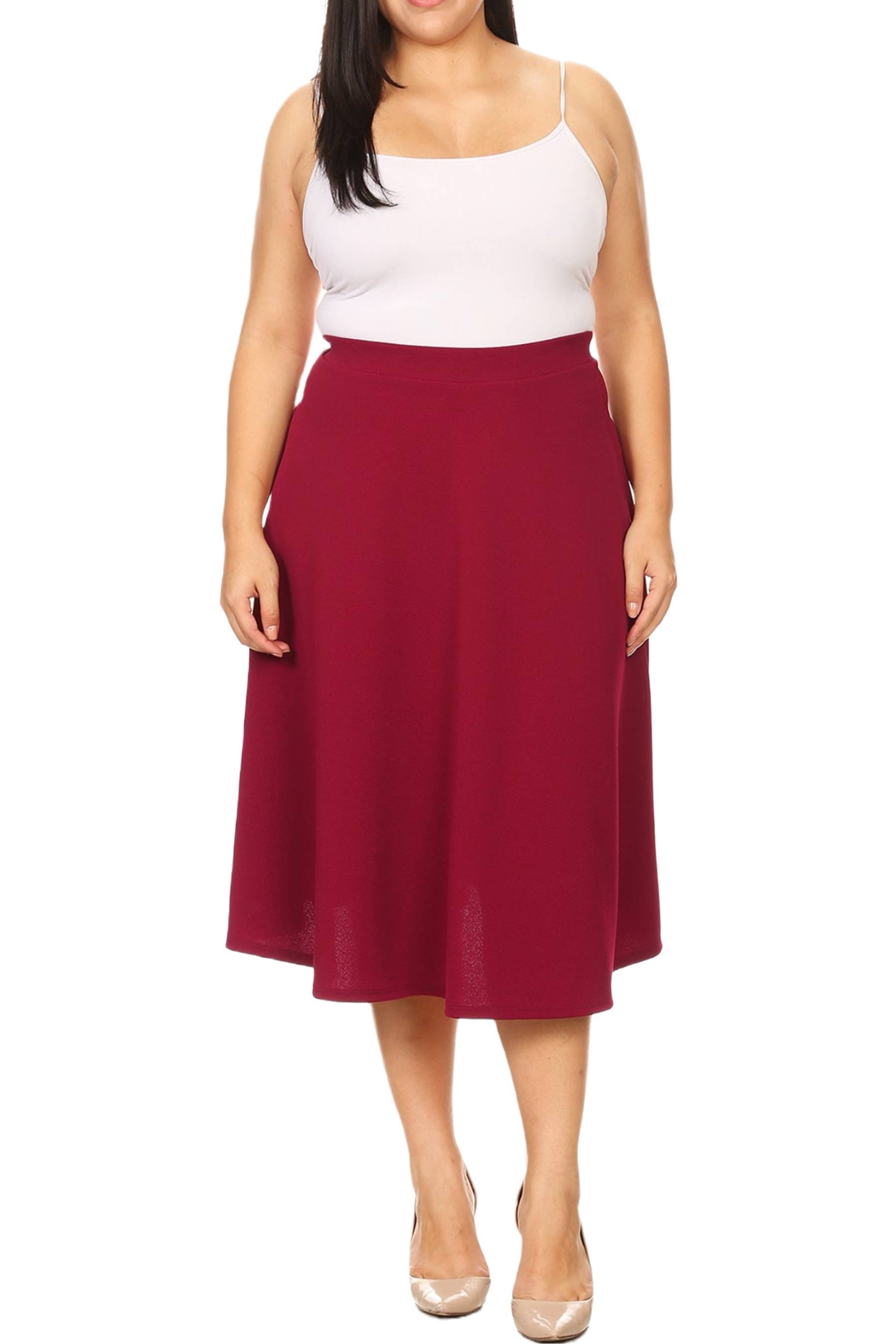 Women's Plus Size A-Line Flared Midi Skirt