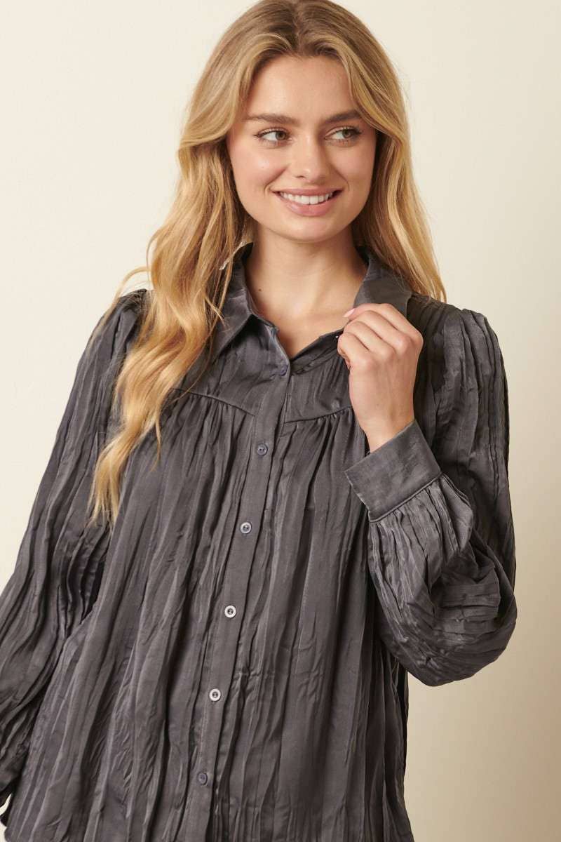 CRINKLE SATIN SHIRT