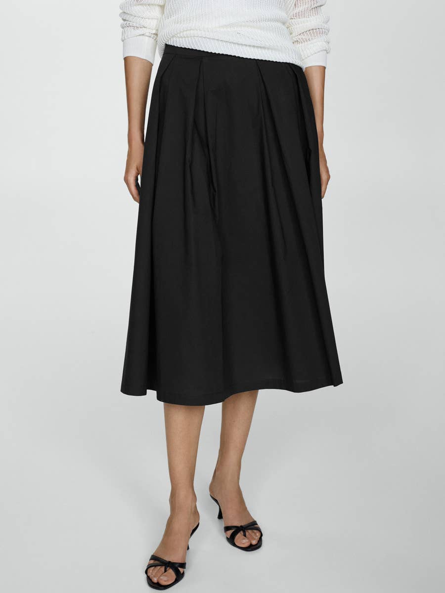 Elegant Pleated High-Waisted Midi Skirt