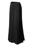 AWBLS089_High Waist Elastic Closure Gather Maxi Skirt
